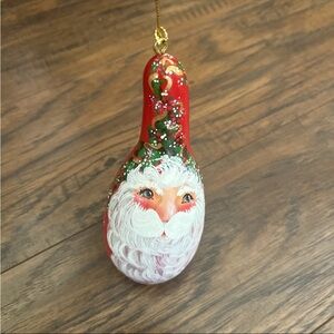 Handpainted Gourd Santa Christmas Ornament Artist signed